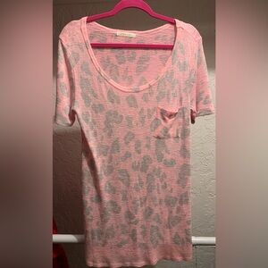 Pink and Gray Leopard Print T-Shirt